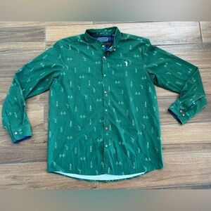William Murray Golf Christmas Long Sleeve Men’s Button Down Logo Sz L Rn140775